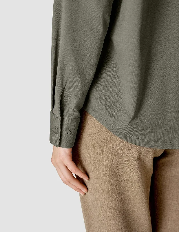 Oversized Long Sleeve Shirt Dark Olive