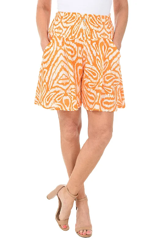 Orange Damask Linen Culotte Short