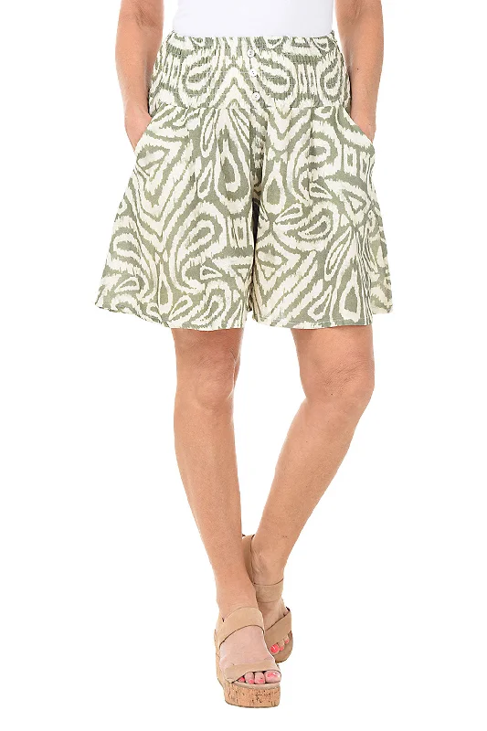 Sage Damask Linen Culotte Short