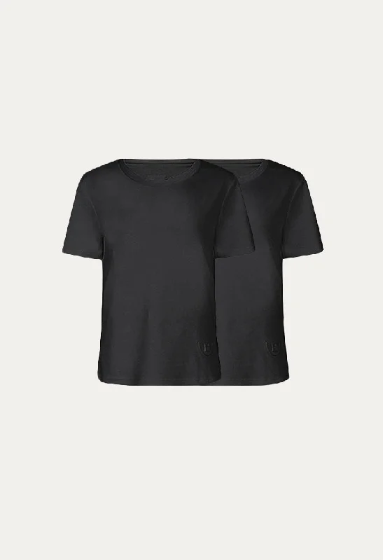 Antibacterial basic round-neck T-shirt (Black)