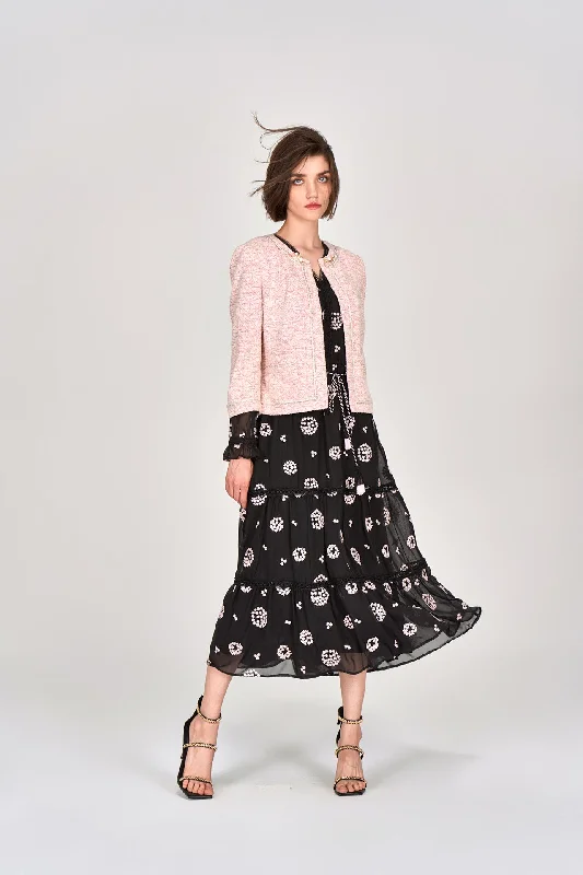 Digitized Pink Tweed Jacket