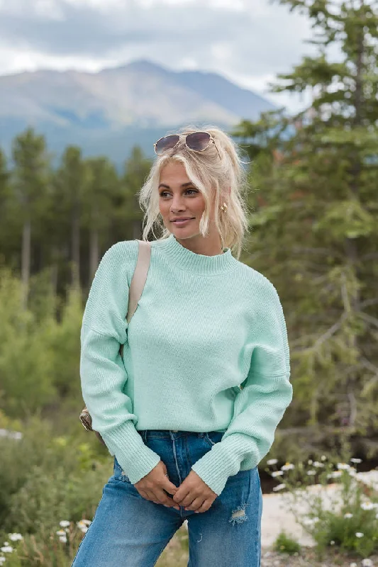 A Great Escape Mint Oversized Crew Neck Sweater