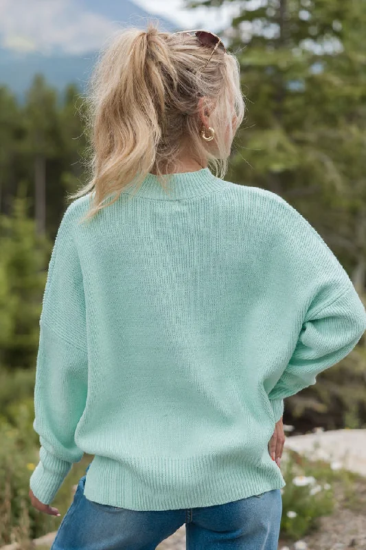 A Great Escape Mint Oversized Crew Neck Sweater