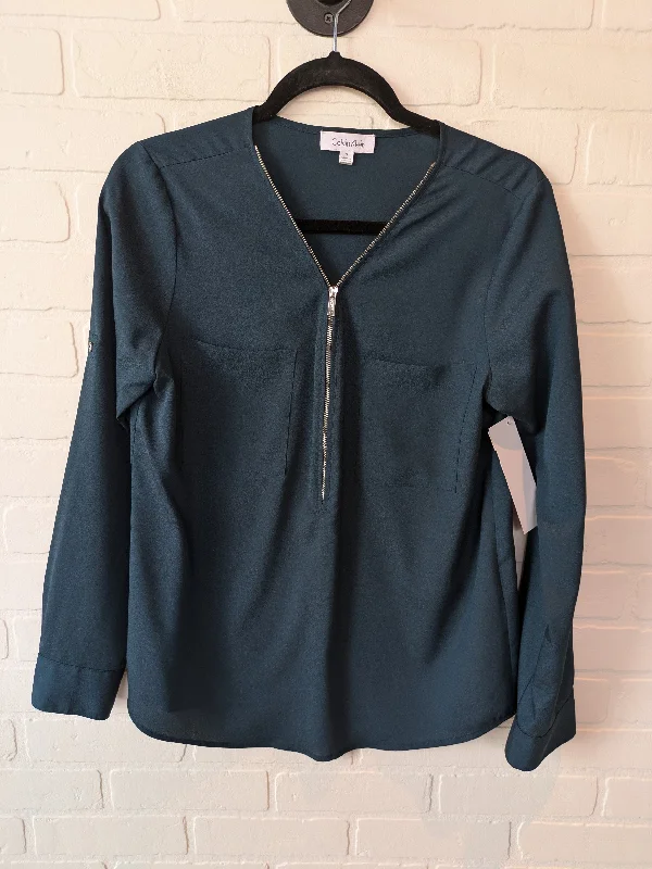 Blouse Long Sleeve By Calvin Klein In Green, Size: S