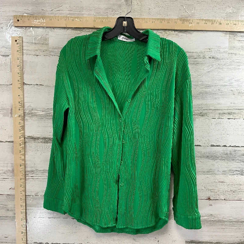 Blouse Long Sleeve By CHYRII  In Green, Size: S