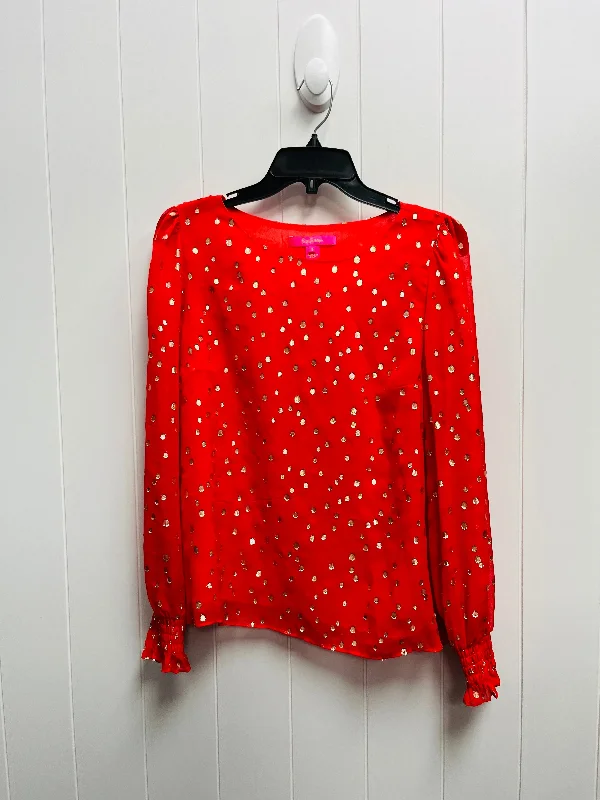 Blouse Long Sleeve By Lilly Pulitzer In Red, Size: S