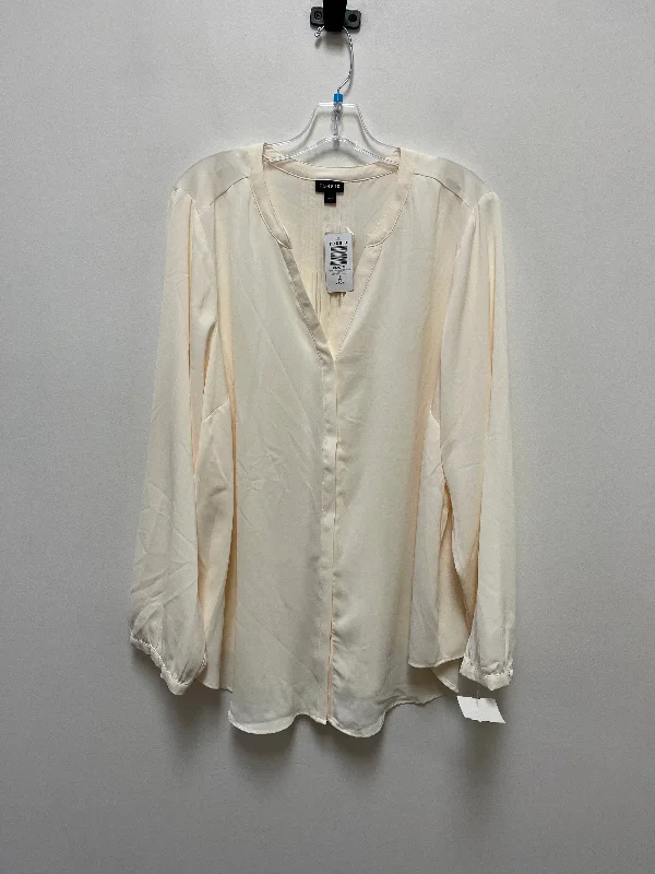 Blouse Long Sleeve By Torrid In Cream, Size: 3x