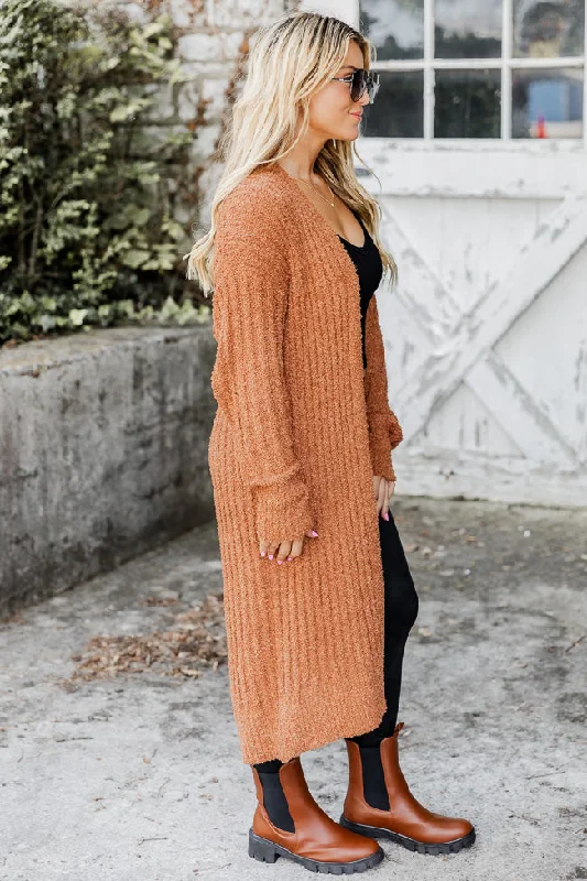 Never Going Back Brown Fuzzy Duster Cardigan FINAL SALE