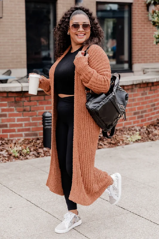 Never Going Back Brown Fuzzy Duster Cardigan FINAL SALE