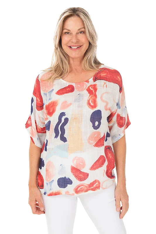 Pop Art Dolman Sleeve Gauze Blouse