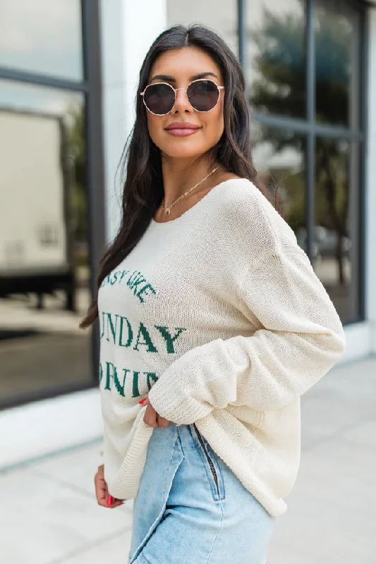 Easy Like Sunday Morning Cream Sweater