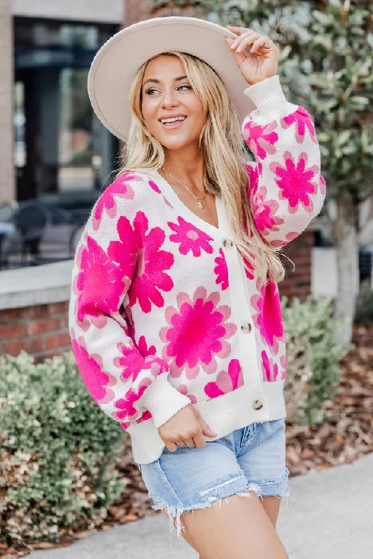 Everything I Love Cream And Pink Floral Cardigan