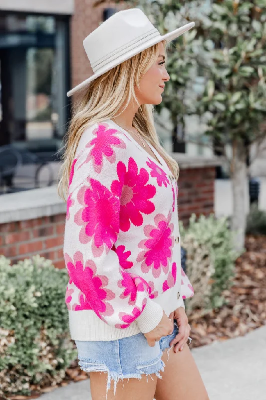 Everything I Love Cream And Pink Floral Cardigan