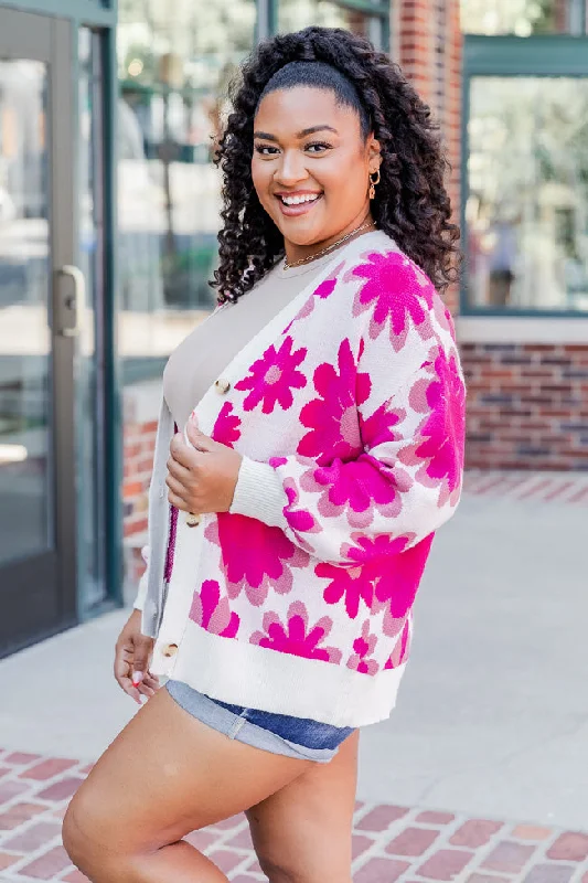 Everything I Love Cream And Pink Floral Cardigan