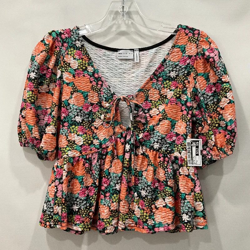 Floral Print Blouse Short Sleeve Asos, Size S