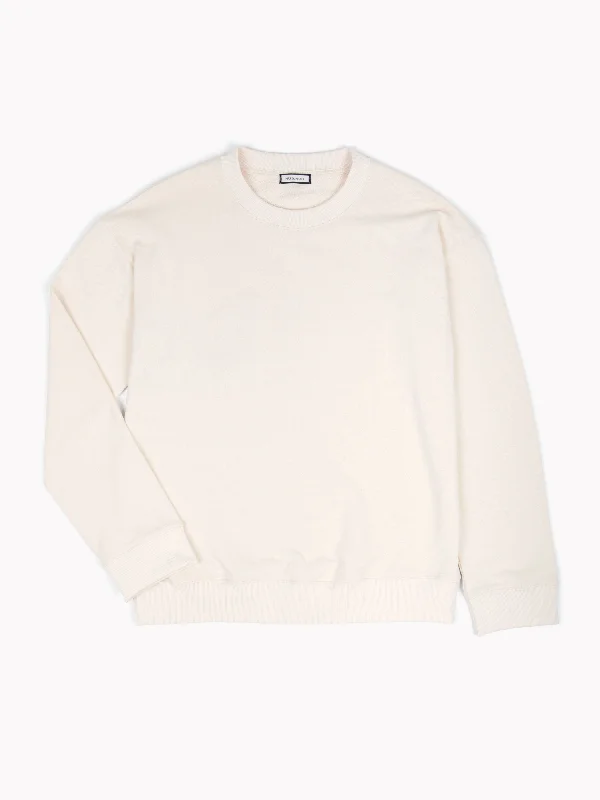 French Terry Crew Neck Sweater - Cream