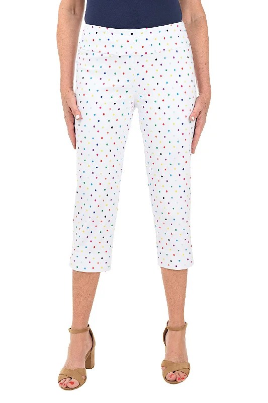 White Rainbow Dots Pull-On Crop Pant