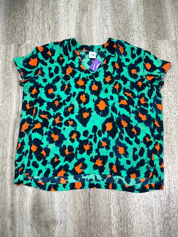 Leopard Print Blouse Short Sleeve Cabi, Size Xs