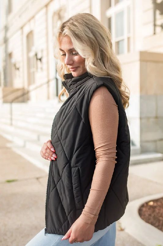 Mountainside Moment Black Quilted Puffer Vest