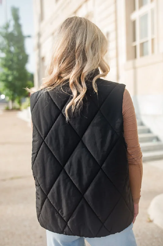 Mountainside Moment Black Quilted Puffer Vest