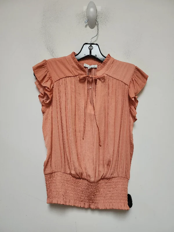 Orange Top Short Sleeve Clothes Mentor, Size S