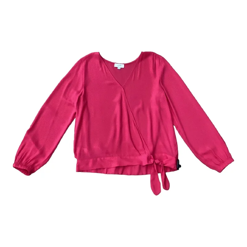 Pink Blouse Long Sleeve Loft, Size M