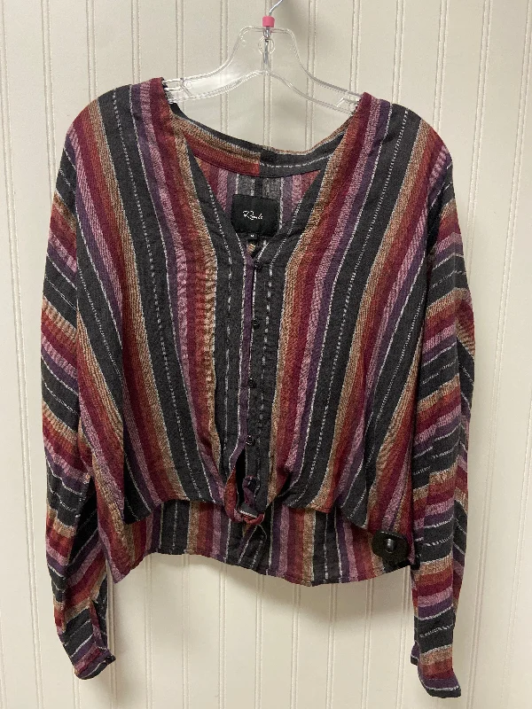 Striped Pattern Blouse Long Sleeve Rails, Size M