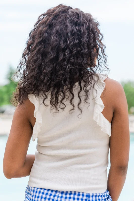 Summertime Muse Ivory Ruffle Sleeve Sweater Tank