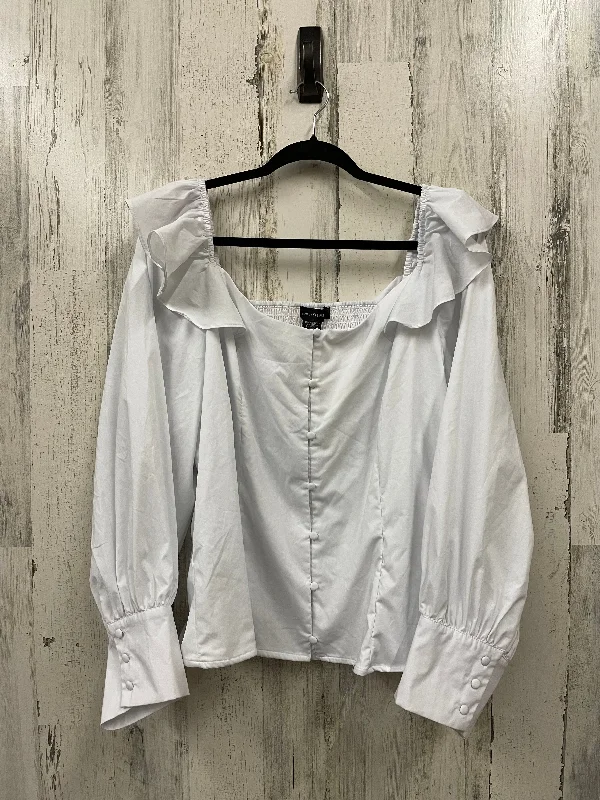 Top Long Sleeve By Ashley Stewart In White, Size: Xl