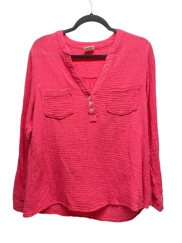 Top Long Sleeve By Clothes Mentor In Pink, Size: L