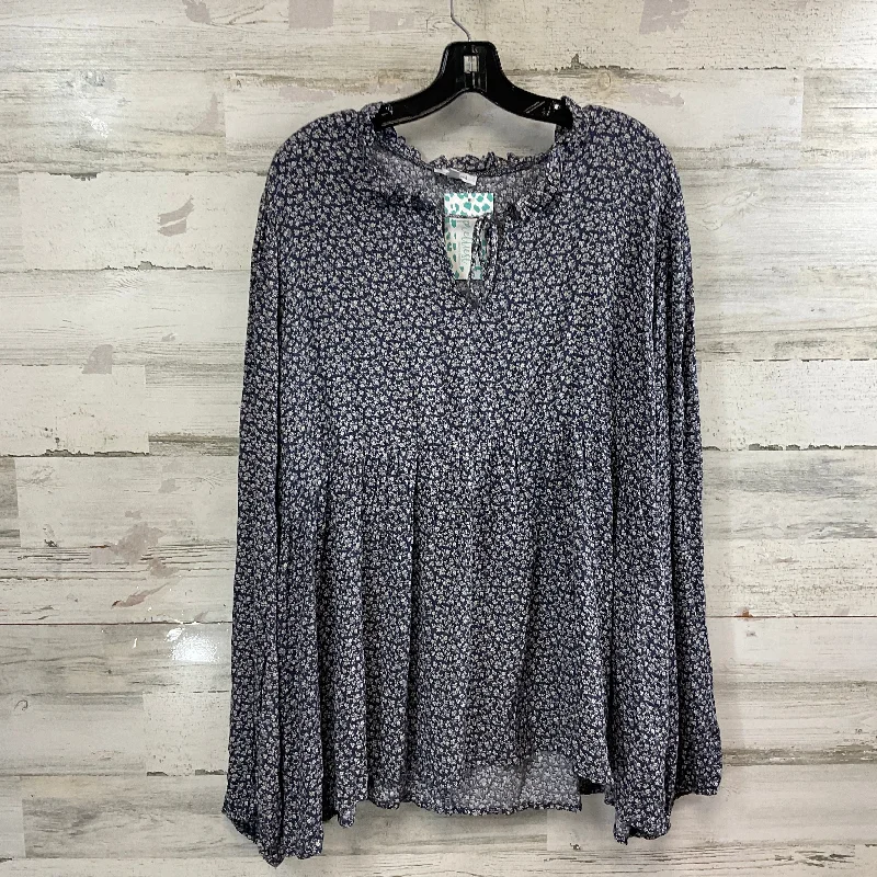 Top Long Sleeve By White Birch In Blue, Size: 3x