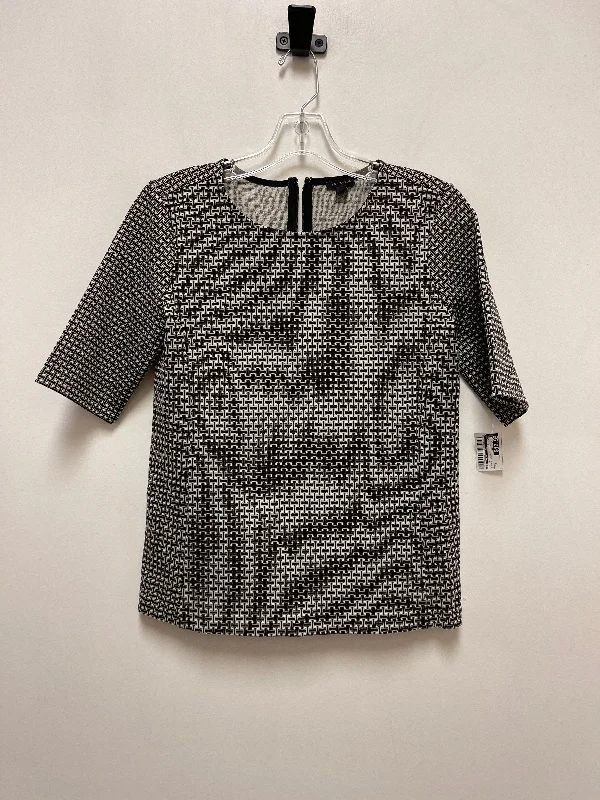 Top Short Sleeve By Ann Taylor In Black & Cream, Size: S