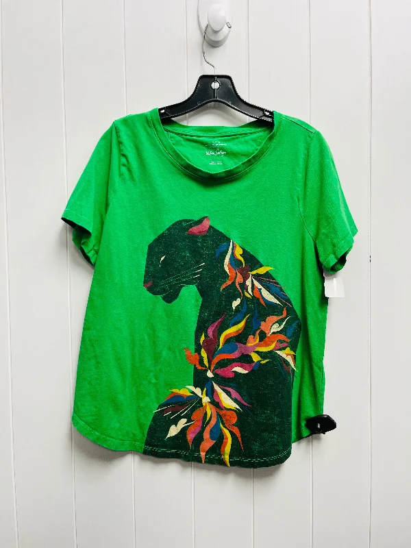 Top Short Sleeve By Anthropologie In Green, Size: L