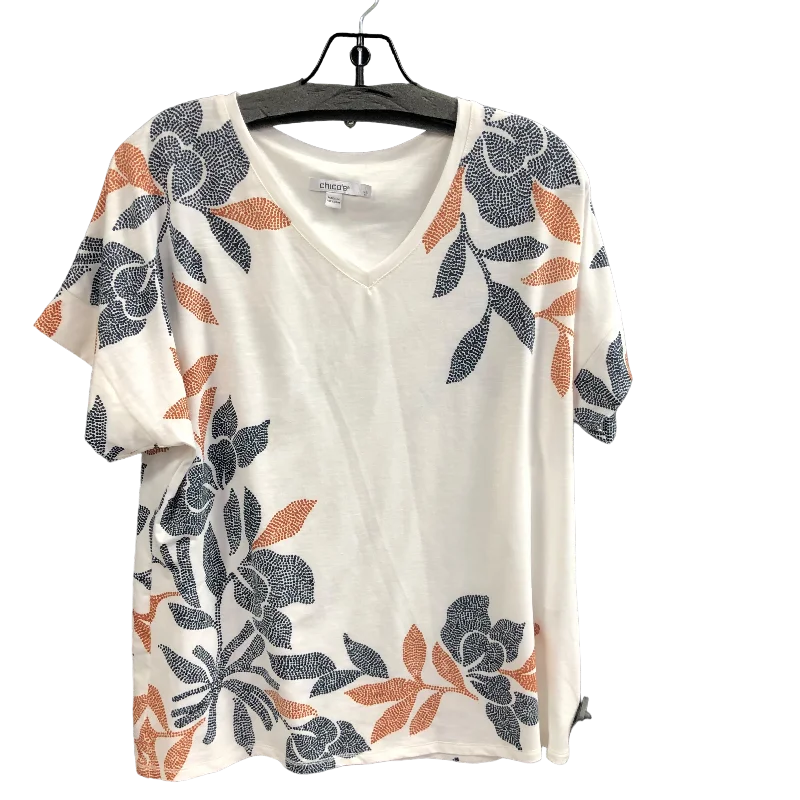 Top Short Sleeve By Chicos In White, Size: M