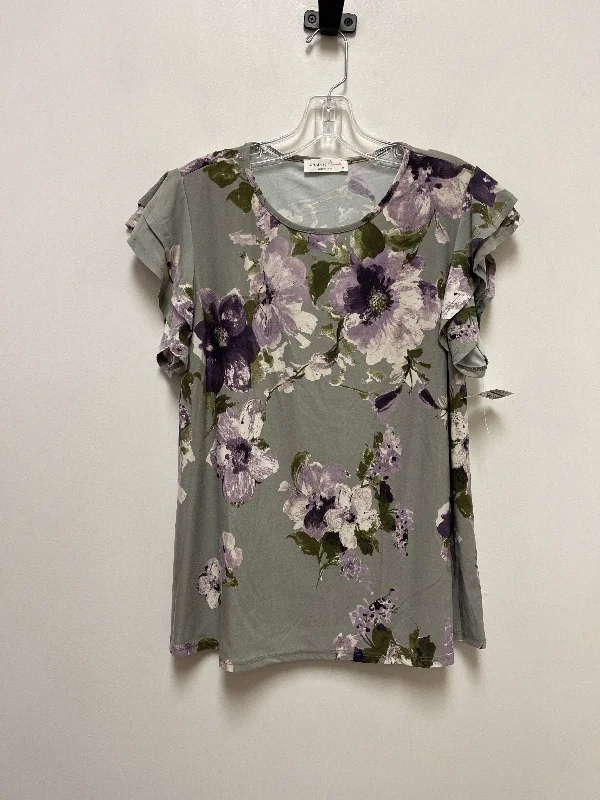 Top Short Sleeve By Clothes Mentor In Floral Print, Size: M