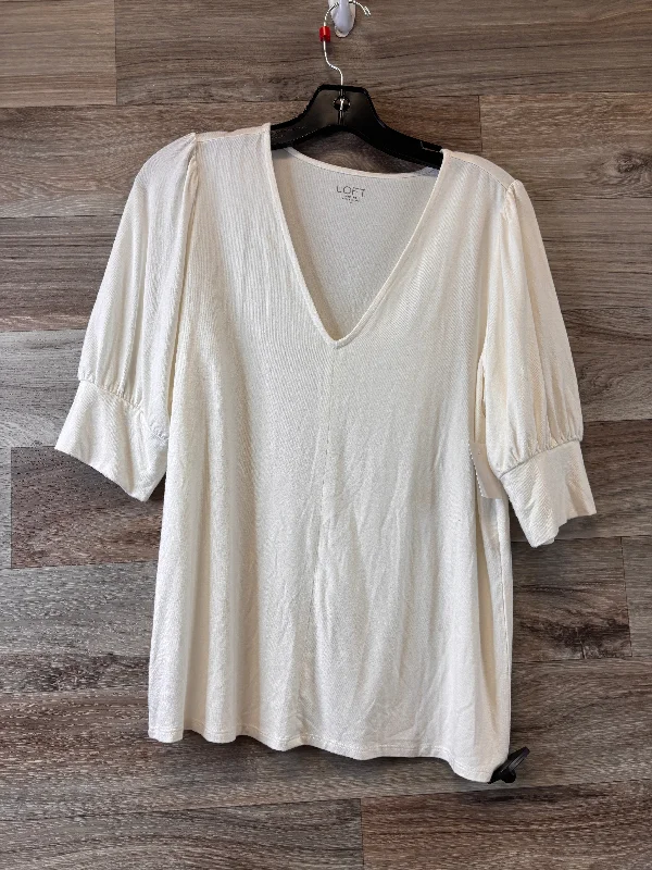 Top Short Sleeve By Loft In White, Size: M