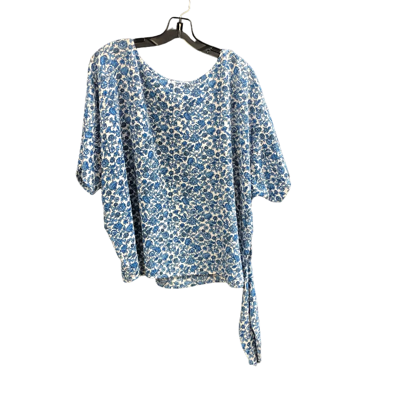 Top Short Sleeve By Michael By Michael Kors In Blue & White, Size: 2x