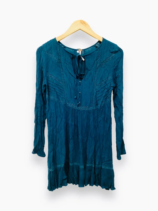 Tunic Long Sleeve By Free People In Teal, Size: Xs