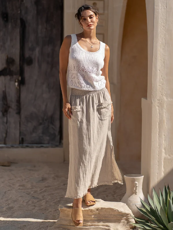 Aurora French Linen Skirt Flax