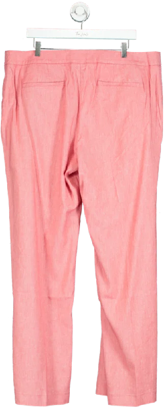 Boden Pink Linen Blend Trousers UK 20 Long