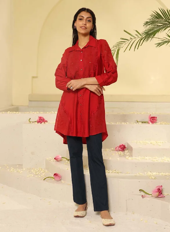 Deep Red Collared Tunic