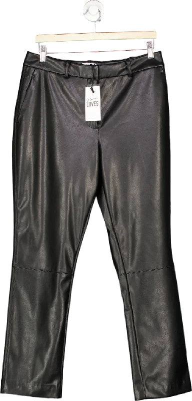 Eleven Loves Black Faux Leather Trousers Size UK 12