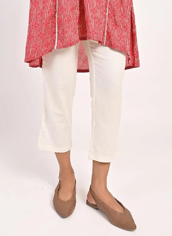 Floral Stripe Red Tunic with Dori Embroidery