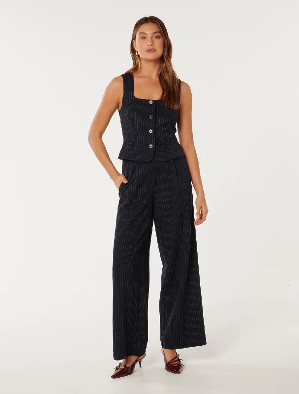 Noa Pinstripe Wide Leg Pants