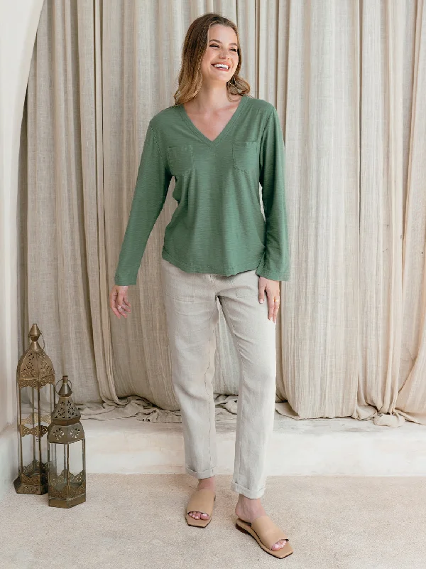 Olive Cotton Top Matcha Green