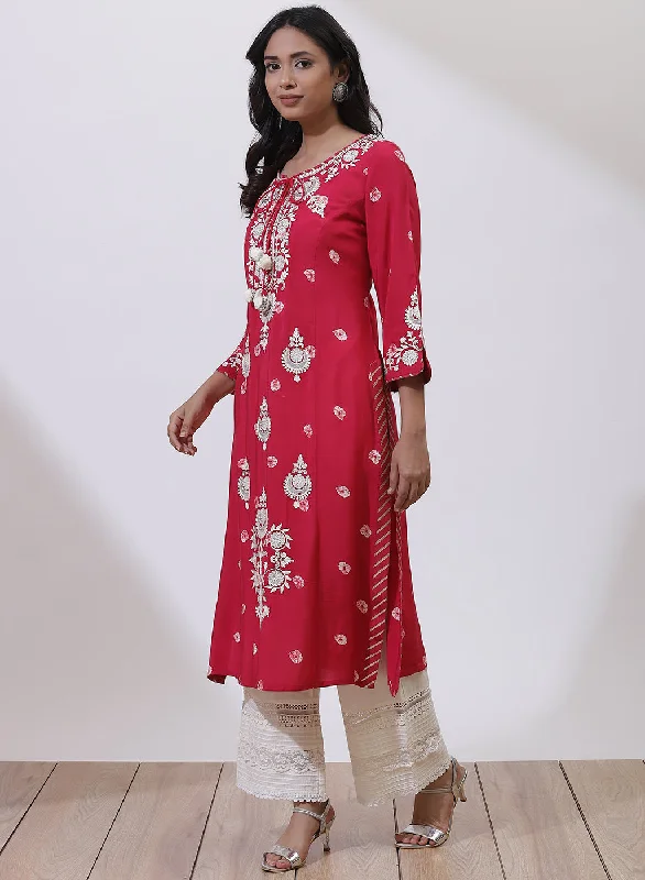 Pink Floral Embroidered Nargis Kurta