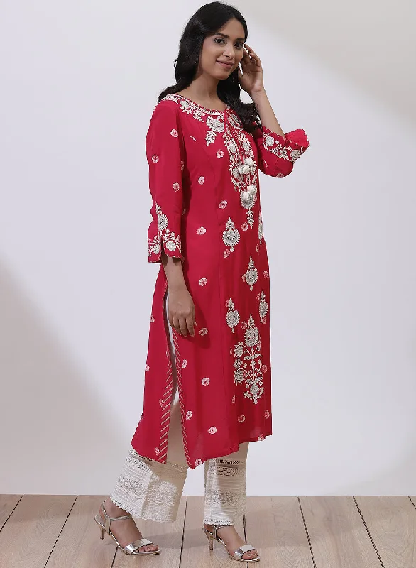 Pink Floral Embroidered Nargis Kurta