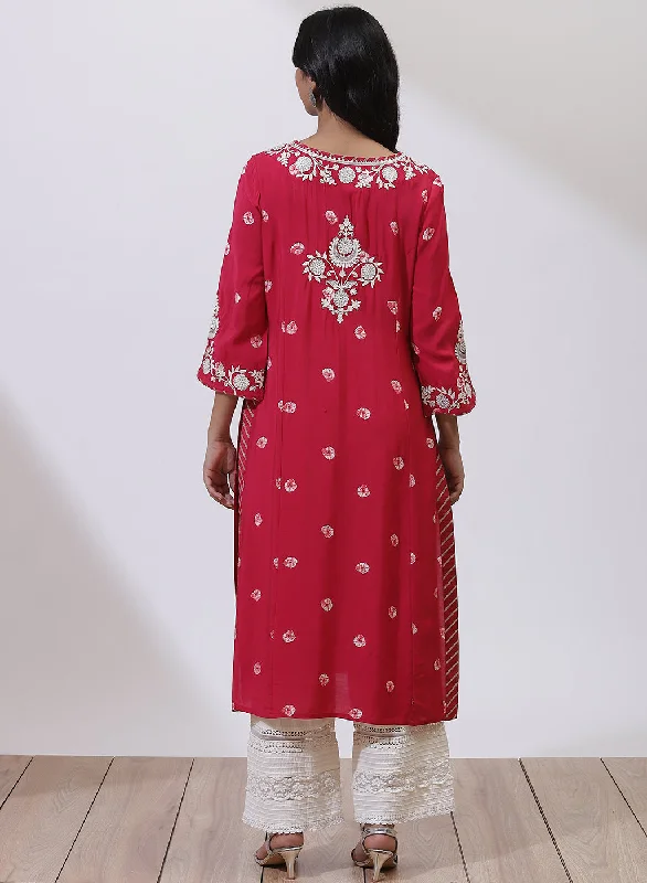 Pink Floral Embroidered Nargis Kurta