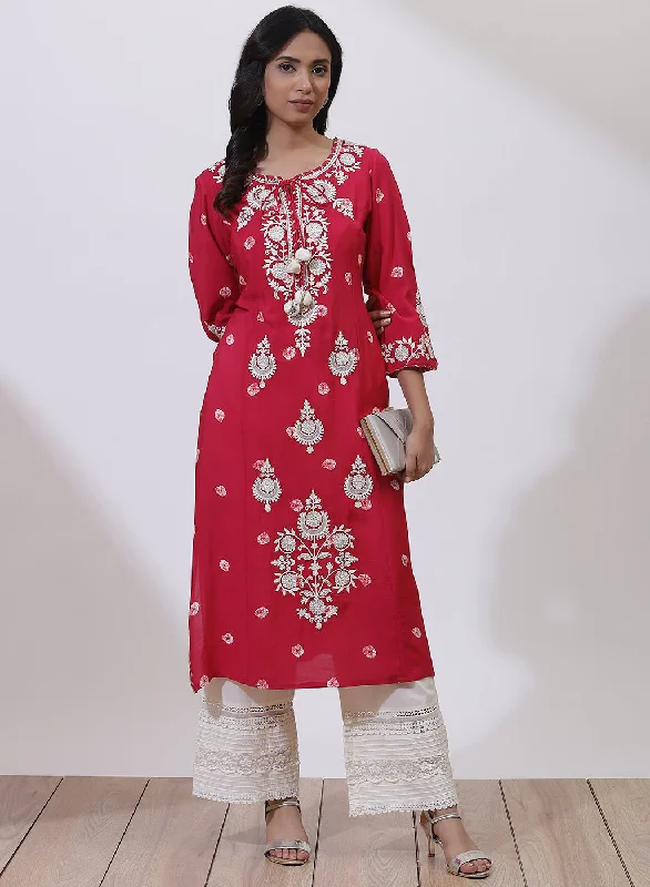 Pink Floral Embroidered Nargis Kurta