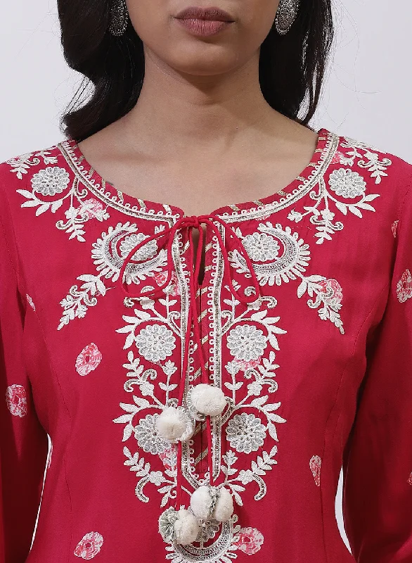 Pink Floral Embroidered Nargis Kurta